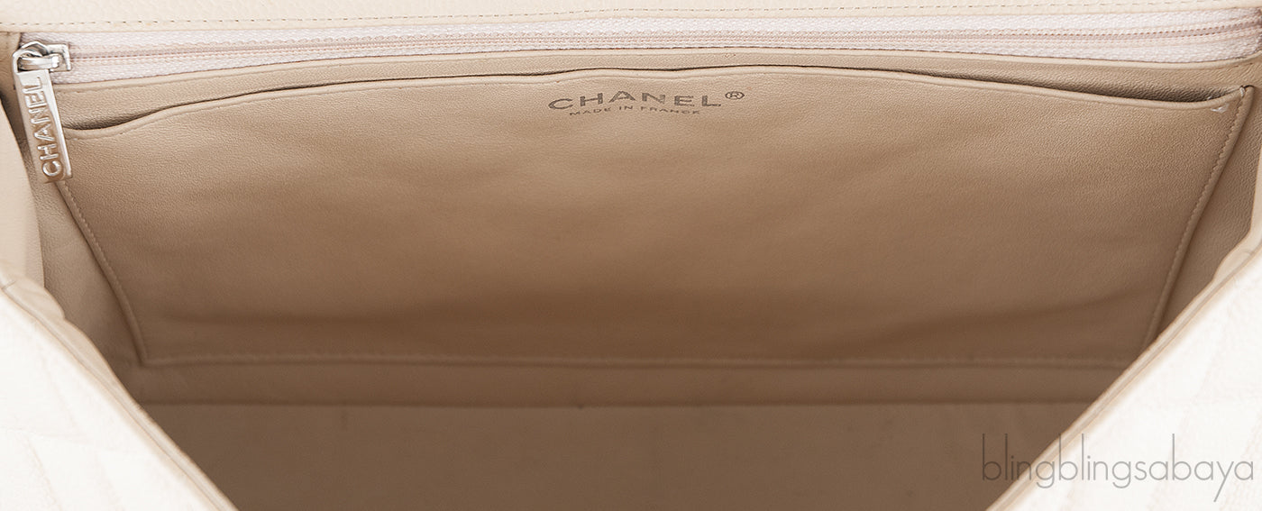 Beige Caviar Jumbo Flap Bag