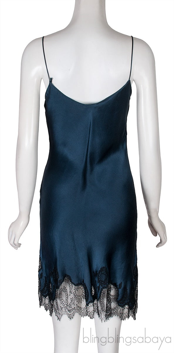 Dark Blue Lace Trim Cami Sress