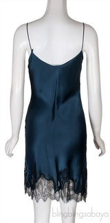 Dark Blue Lace Trim Cami Sress