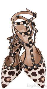 Leopard Pony Hair Rockstuds Pumps