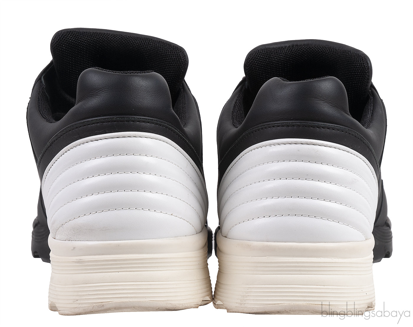 Bi-color White and Black Leather Men Sneakers