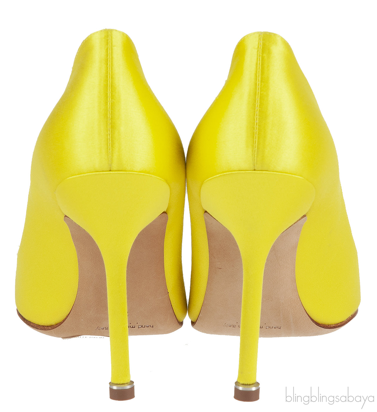 Manolo Blahnik Yellow Satin Hangisi Pump