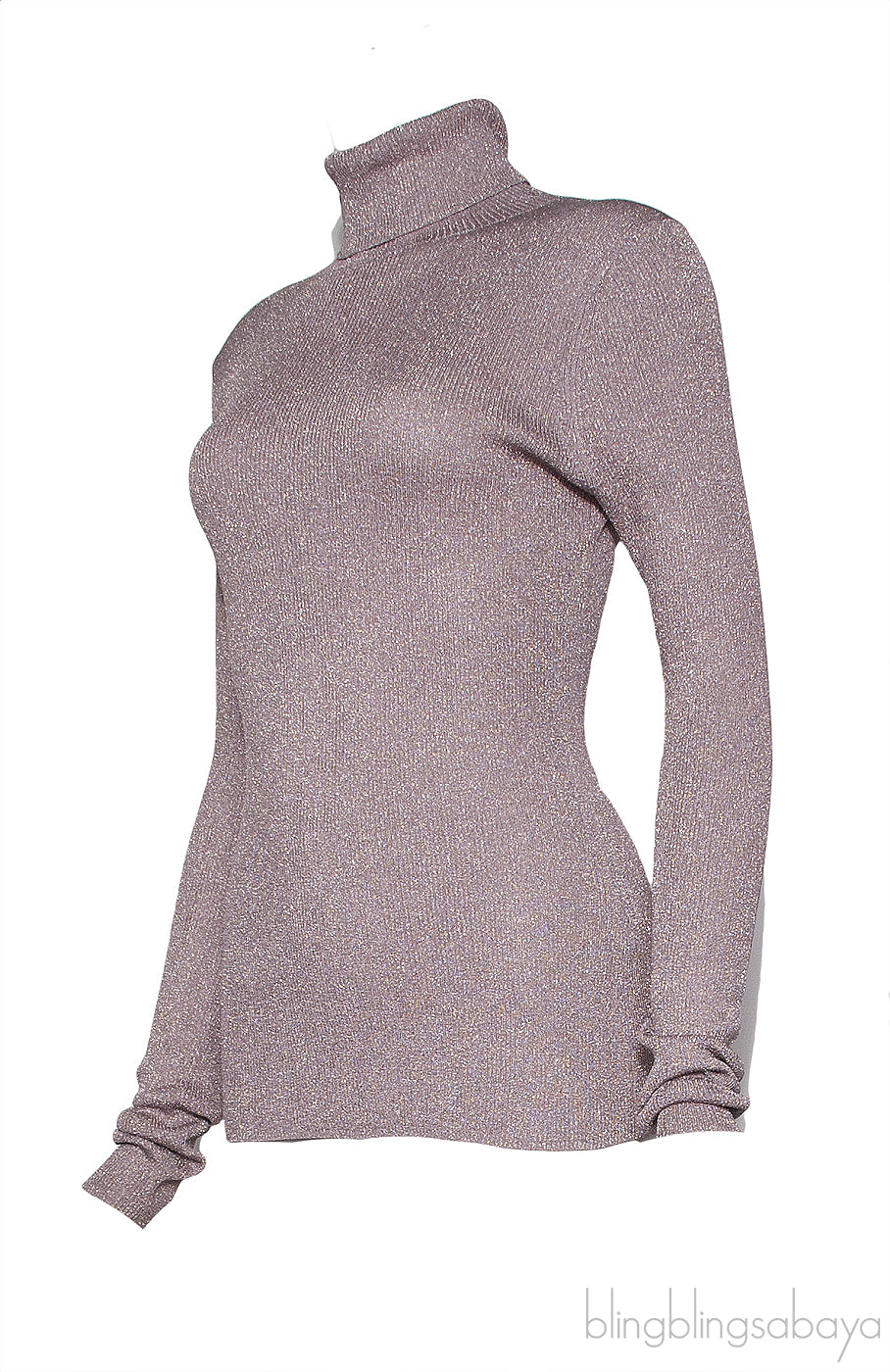 Rose Gold Metallic Turtleneck Sweatshirt