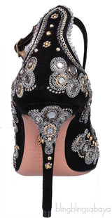 Aquazzura Black Embellished Jaipur Pumps