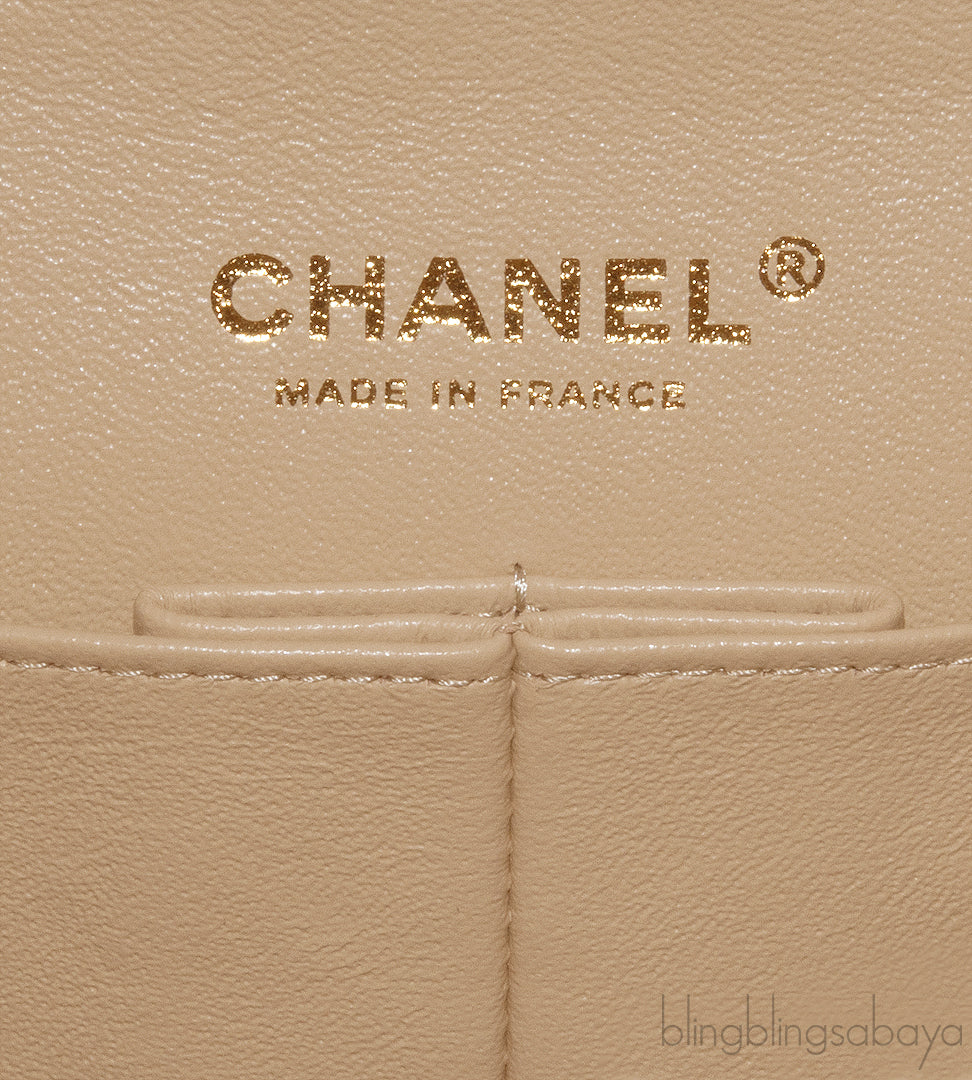 Classic Beige Matte Quilted Flap Bag