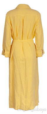 Yellow Front Pocket Shirt Dress