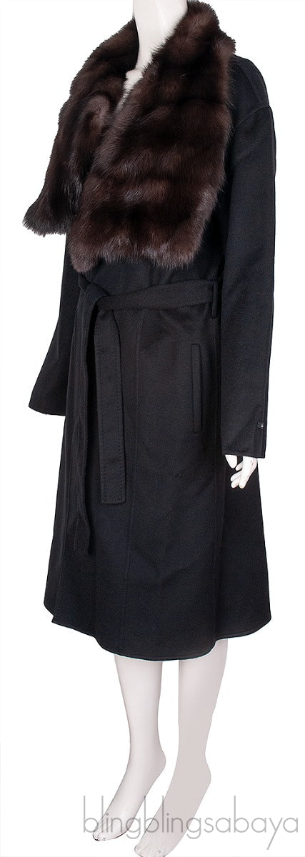 Black Cashmere Wool Trench Coat