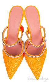 Gilda Crystal -Embellished Orange Glitter Mules
