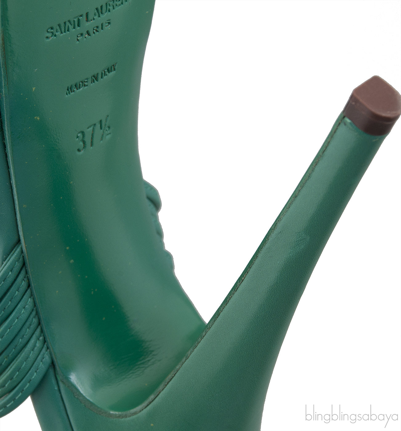 Green T Strap Slingback Heels