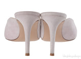 Off White Suede Pointed Toe Mule