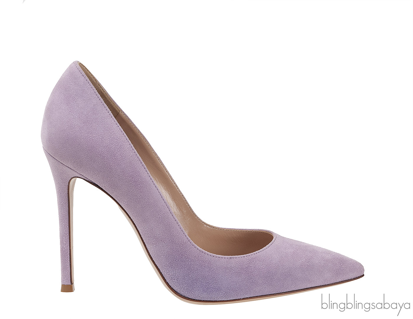Lilac Suede Pointed Toe Heels
