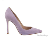 Lilac Suede Pointed Toe Heels