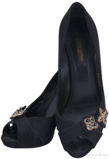Black Satin Crisscross Pump