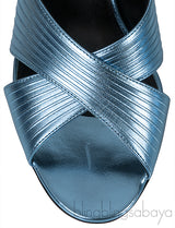 Criss-cross Metallic Blue Sandals
