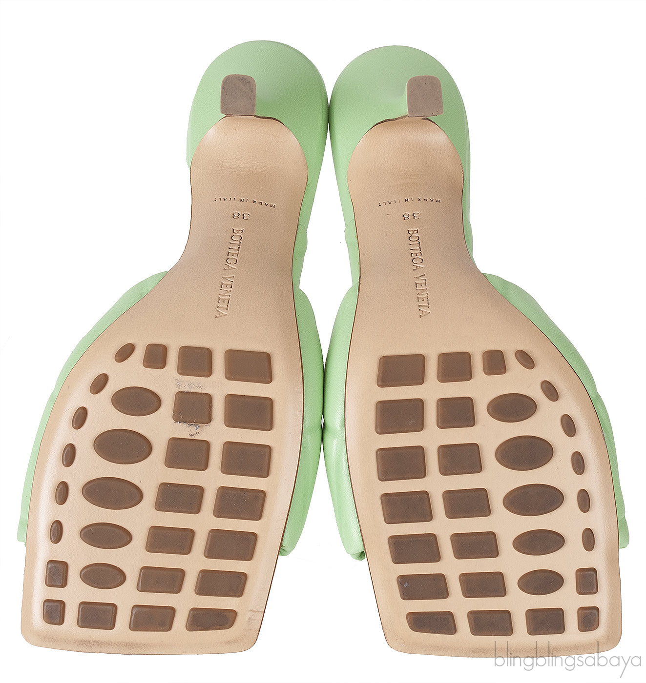 Mint Green Nappa Quilted Lido Mule Sandals