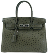 Birkin 30 Ostrich Vert Olive PHW