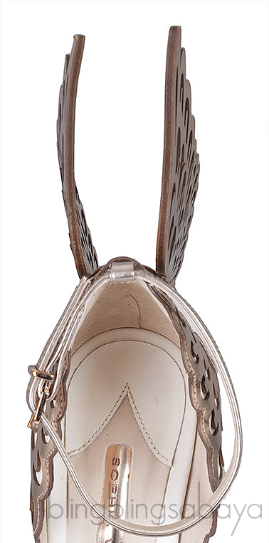 Metallic Laser Cut Wings White Sandals