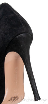 Suede Pointed Toe Black Heels