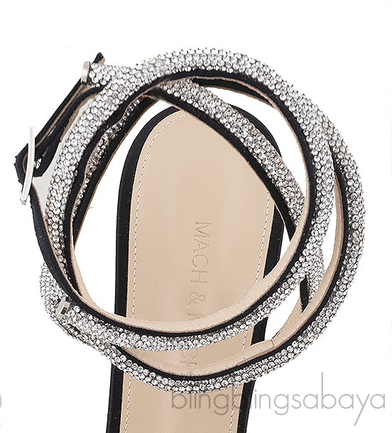 Black Double Crystal Bow Pumps
