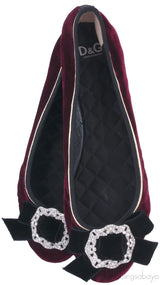 Maroon Velvet Bow Ballet Flat