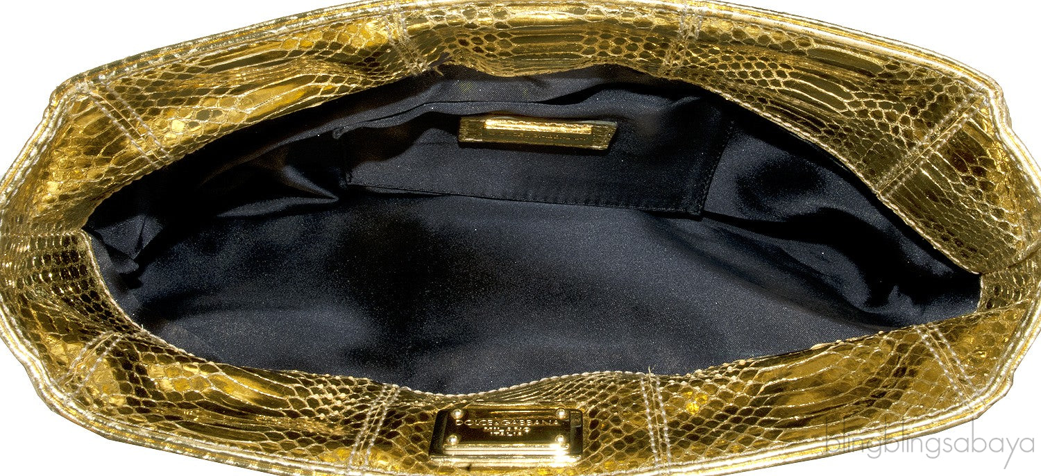 Gold Python Clutch Bag