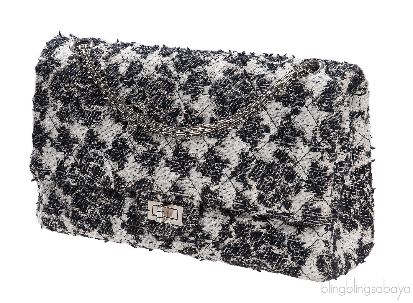 Chanel 2.55 Reissue Camellia Tweed Black and White Flap Bag