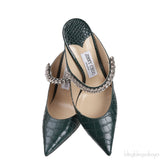 Jimmy Choo Croc-effect Bing 100 Crystal-Embellished Leather Mules