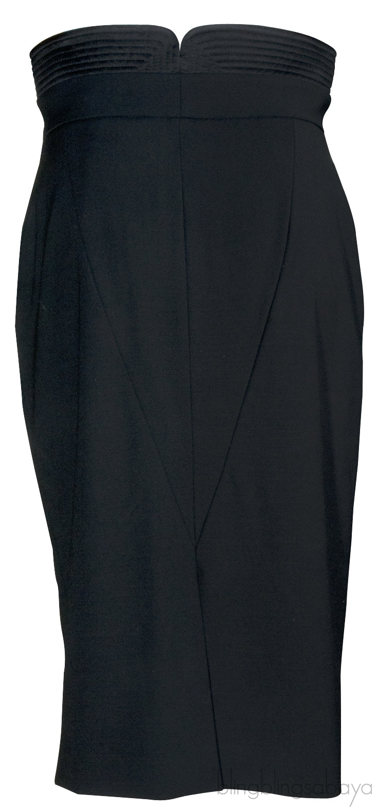 Black Notch Straight Skirt