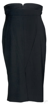 Black Notch Straight Skirt