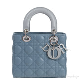 Christian Dior Lady Dior Two Tone Slate Blue And Grey Cannage Shoulder Bag