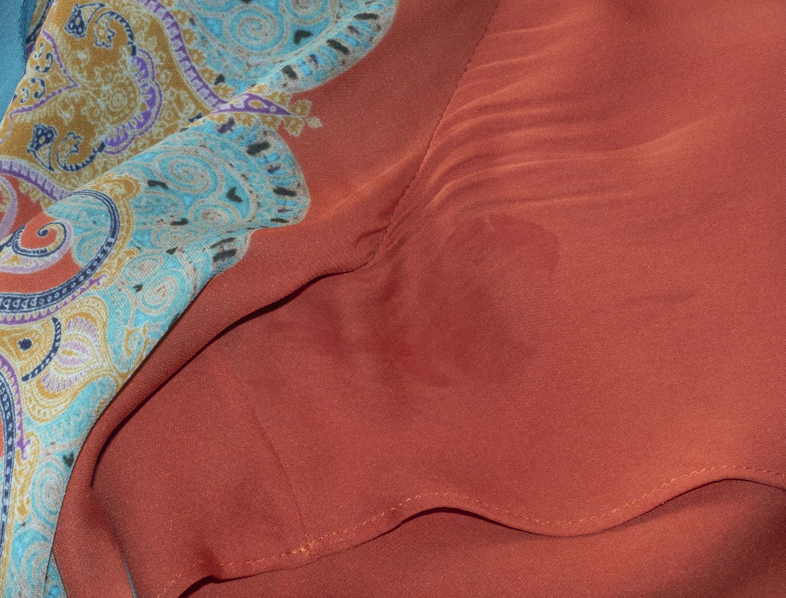 Etro Teal Blue Paisley Print Multicolor Maxi Dress