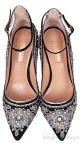 Aquazzura Black Embellished Jaipur Pumps