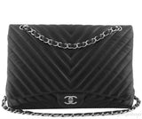 Black Chevron Maxi Flap Bag