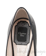 Black Croc Print Crystal Embellished Heels