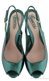 Emerald Green Slingback Python