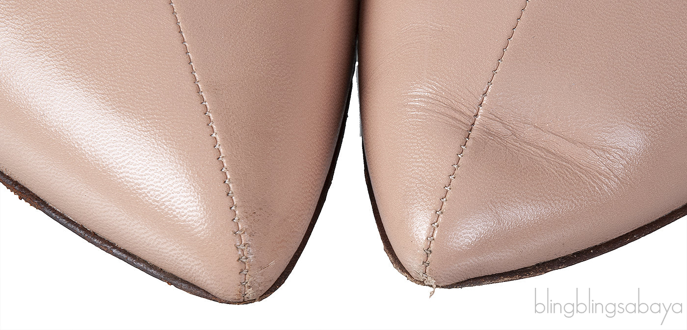 Nude Pointed Toe Leather Boots