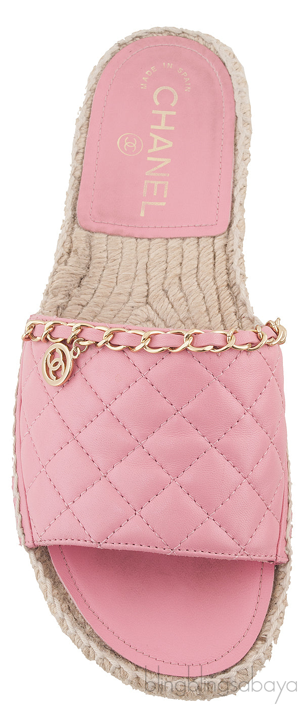 Pink Quilted Chain Slipper