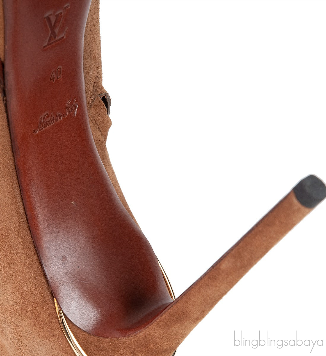 Louis Vuitton Brown Suede Peep Toe Ankle Boots