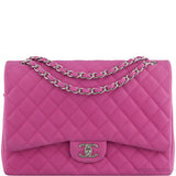 Fuchsia Pink Caviar Maxi Flap Bag