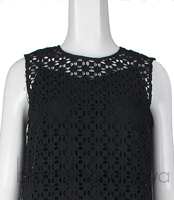 Perforated Black Top & Wide Leg Trouser