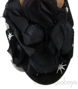 Black Floral Crystal Mule