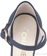 Toile & Leather Peep Toe Pump