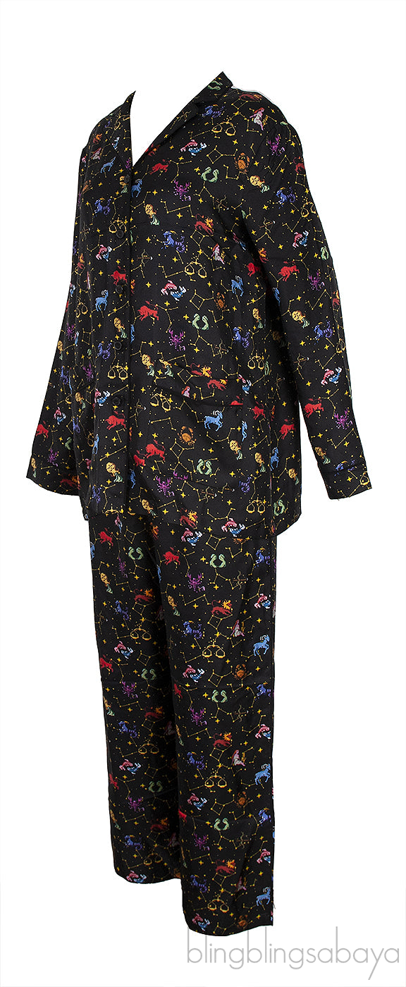 Black Zodiac Print Shirt & Trouser
