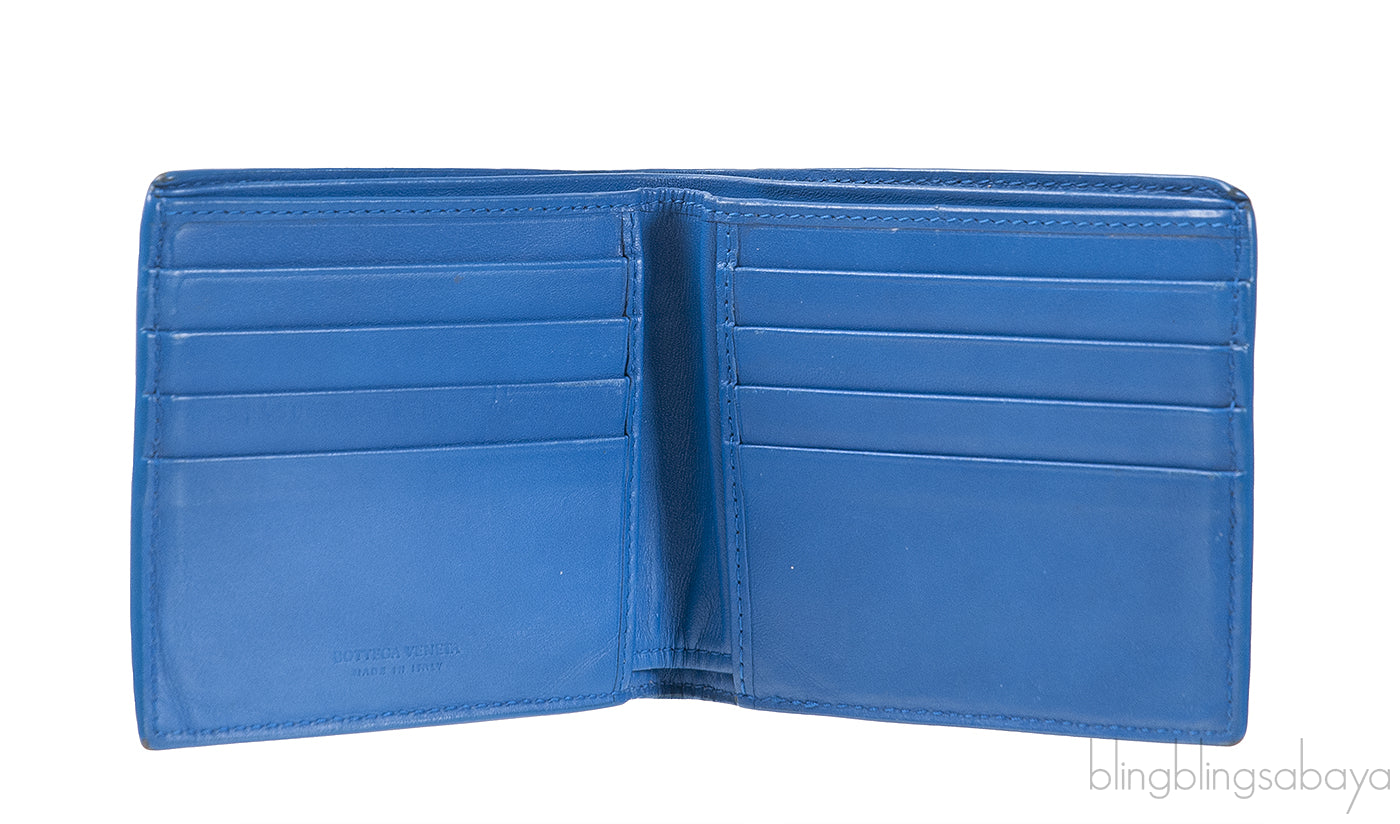 Bottega Veneta Blue Intrecciato Bi-fold Wallet