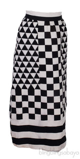 Geometric Checkerboard-Print Midi Skirt