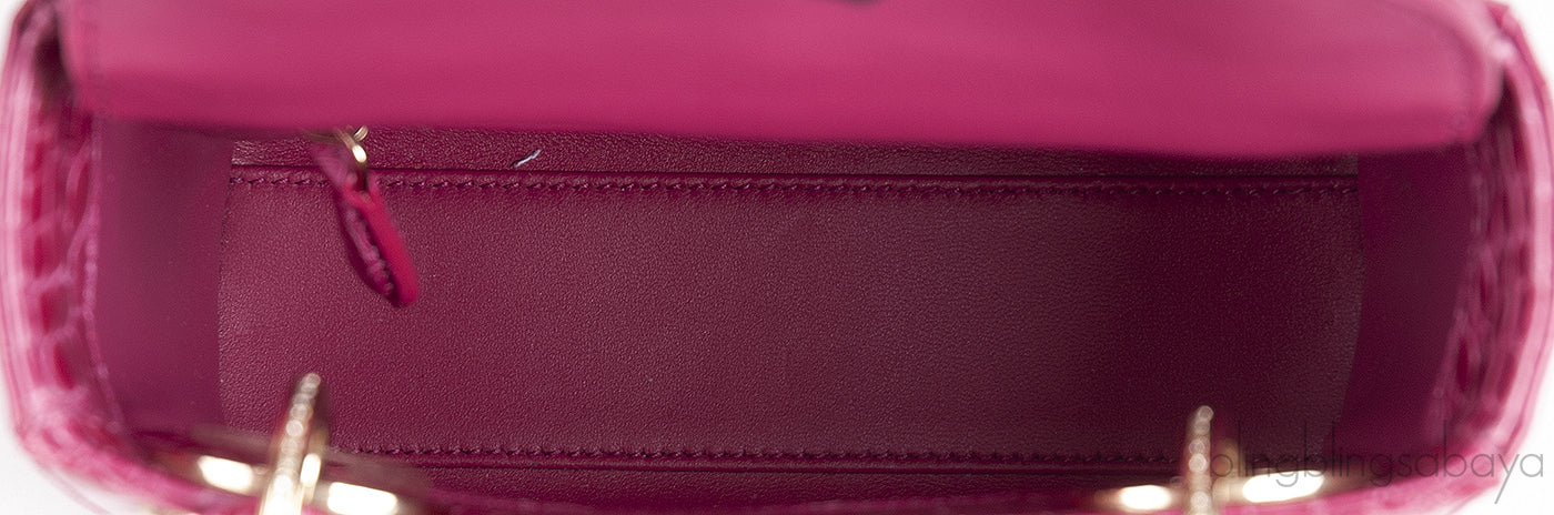 Lady Dior Mini Cherry Sorbet Crocodile GHW
