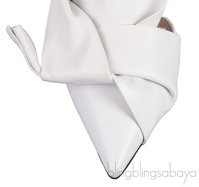 Nº21 WHITE LEATHER KNOT POINTED TOE SHOES