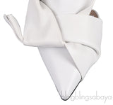 Nº21 WHITE LEATHER KNOT POINTED TOE SHOES