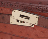 Hermes Kelly 32 Ghillies Rouge H Sunset and Brique Ostrich Bag