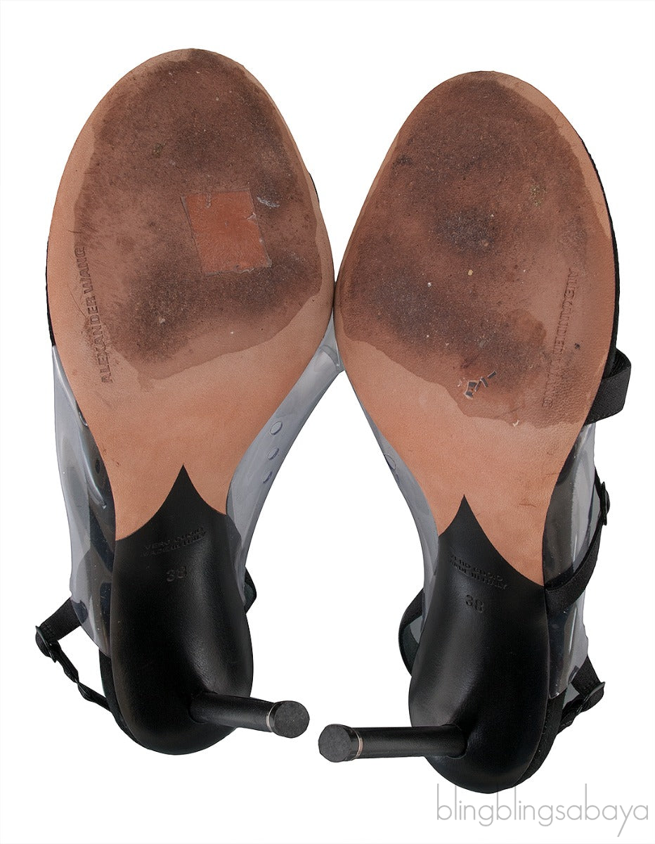 Black PVC Slingback Heels